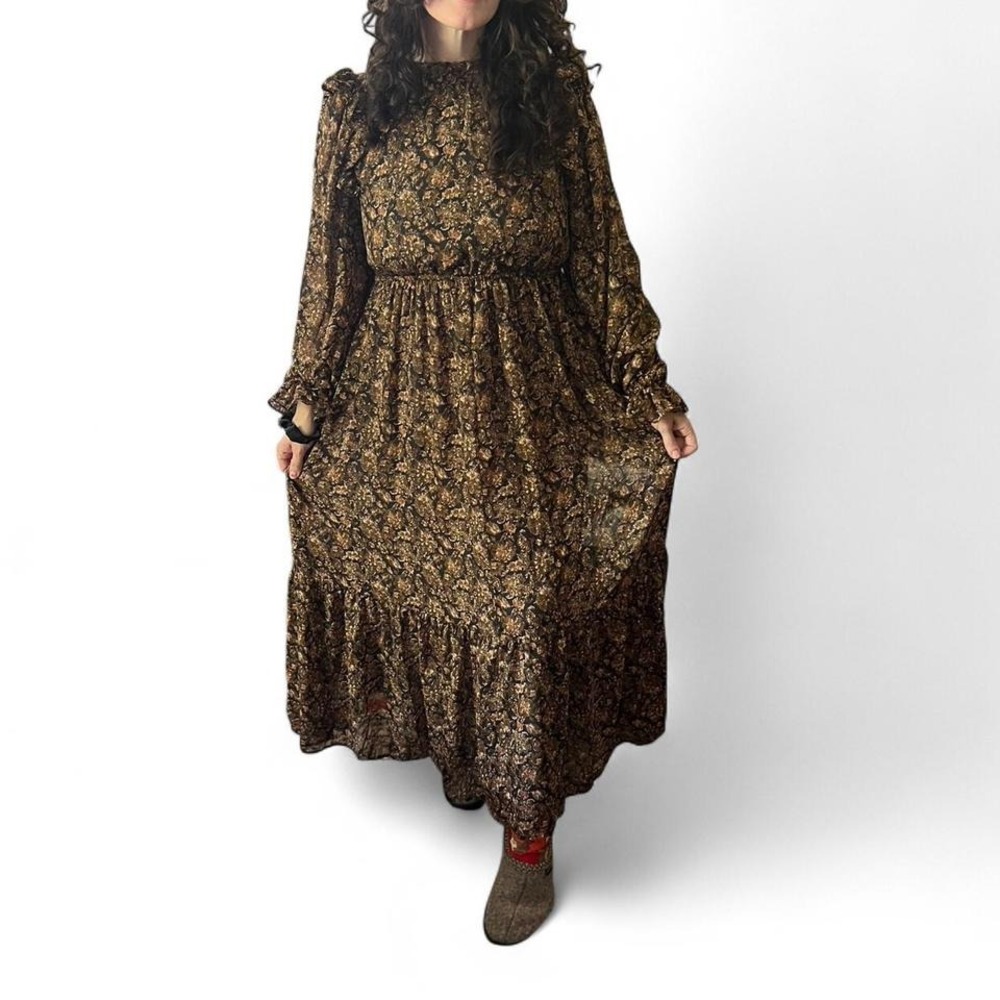 70s‎ inspired brown and tan maxi dress